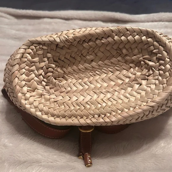 Chloe Marcie leather & raffia Tan Woven shoulder Bag basket crossbody - Picture 12 of 16